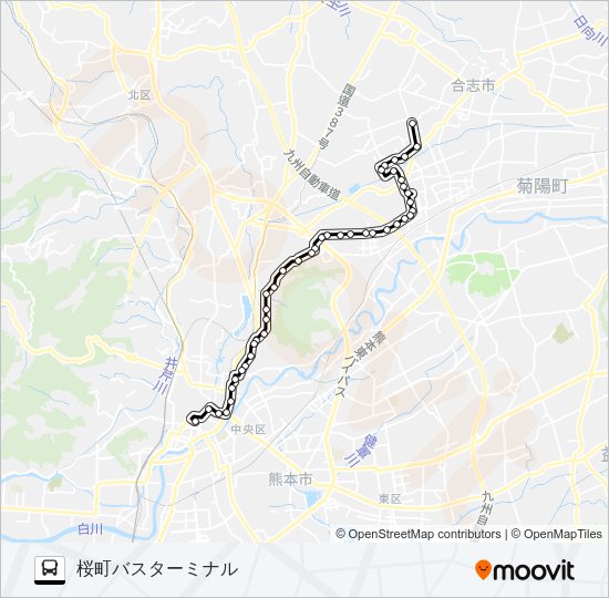 C7-5：下群→楠団地→麻生田小→清水ヶ丘→三軒町→水道町→桜町バスターミナル Bus Line Map