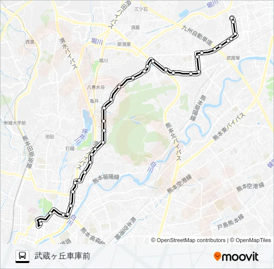 C9-3：桜町バスターミナル→水道町→三軒町→清水ヶ丘→楠団地→武蔵ヶ丘車庫前 Bus Line Map