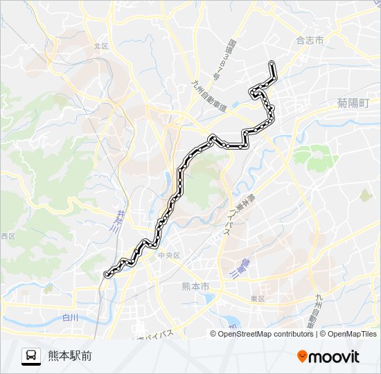 C9-5：下群→楠団地→清水ヶ丘→三軒町→水道町→桜町バスターミナル→熊本駅前 Bus Line Map