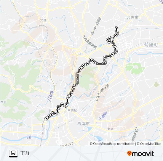 C9-5：熊本駅前→桜町バスターミナル→水道町→三軒町→清水ヶ丘→楠団地→下群 Bus Line Map
