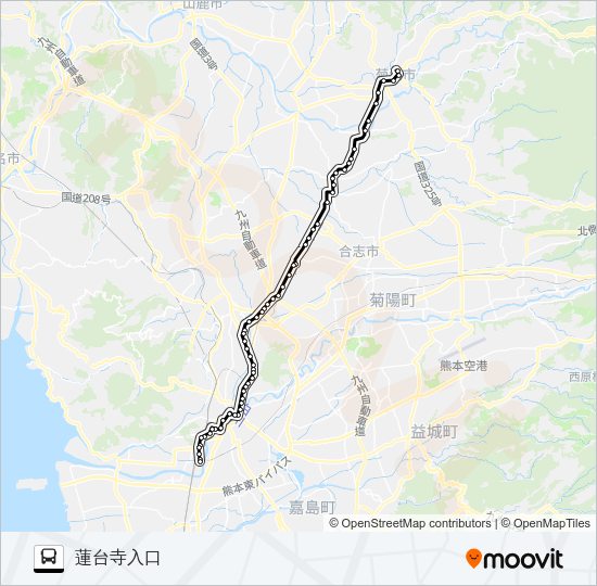 C3-3：菊池温泉→御代志→山室→坪井→桜町バスターミナル→熊本駅前→蓮台寺入口 Bus Line Map