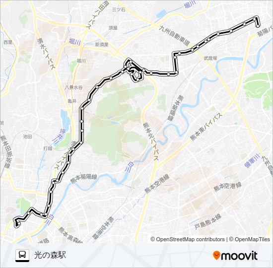 C9-7：桜町バスターミナル→水道町→三軒町→清水ヶ丘→岩倉台→楠団地→光の森駅 Bus Line Map