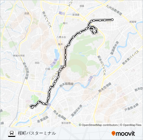 C7-1/C7-7：楠団地→麻生田小→清水ヶ丘→三軒町→水道町→桜町バスターミナル Bus Line Map