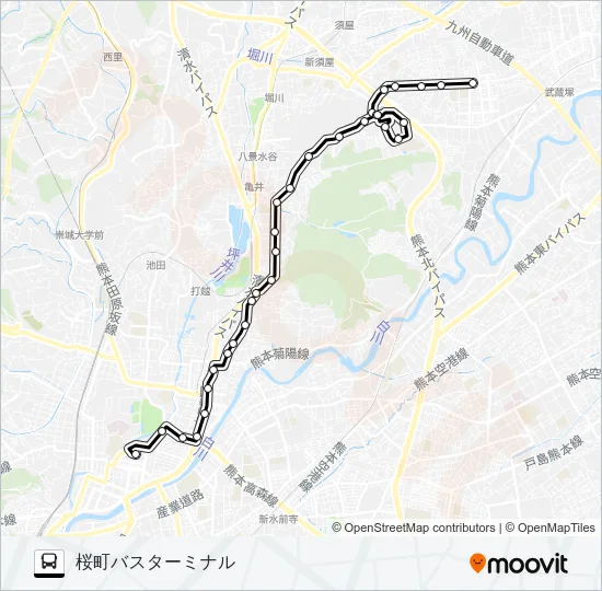 C7-1/C7-7：楠団地→麻生田小→清水ヶ丘→三軒町→水道町→桜町バスターミナル バスの路線図