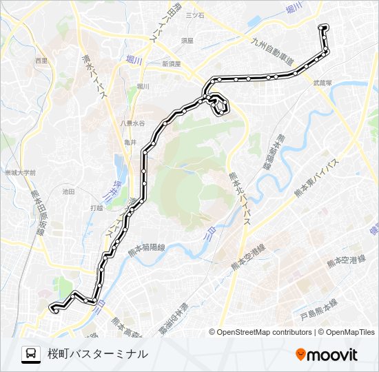 C7-7：武蔵ヶ丘車庫前→楠団地→岩倉台→清水ヶ丘→三軒町→水道町→桜町バスターミナル Bus Line Map