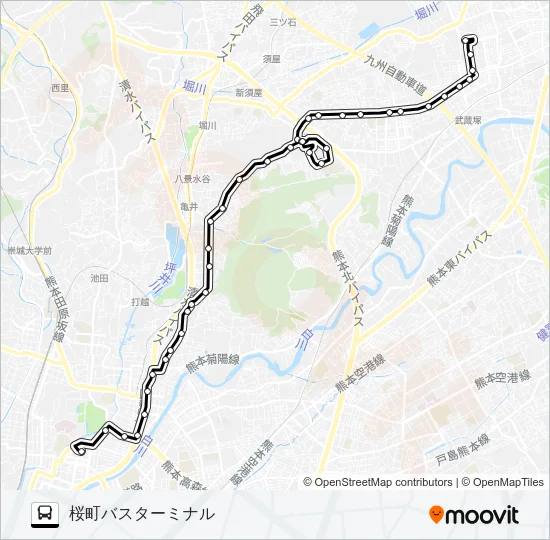 C7-7：武蔵ヶ丘車庫前→楠団地→岩倉台→清水ヶ丘→三軒町→水道町→桜町バスターミナル Bus Line Map