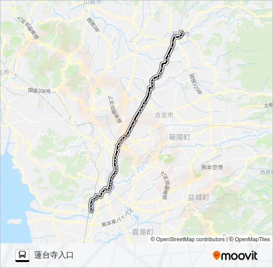C1-3：菊池温泉→御代志→堀川→坪井→水道町→桜町バスターミナル→熊本駅前→蓮台寺入口 バスの路線図