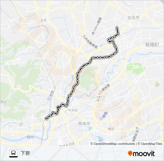 C7-5：熊本駅前→桜町バスターミナル→水道町→三軒町→清水ヶ丘→麻生田小前→楠団地→下群 Bus Line Map