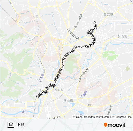 C7-5：熊本駅前→桜町バスターミナル→水道町→三軒町→清水ヶ丘→麻生田小前→楠団地→下群 バスの路線図