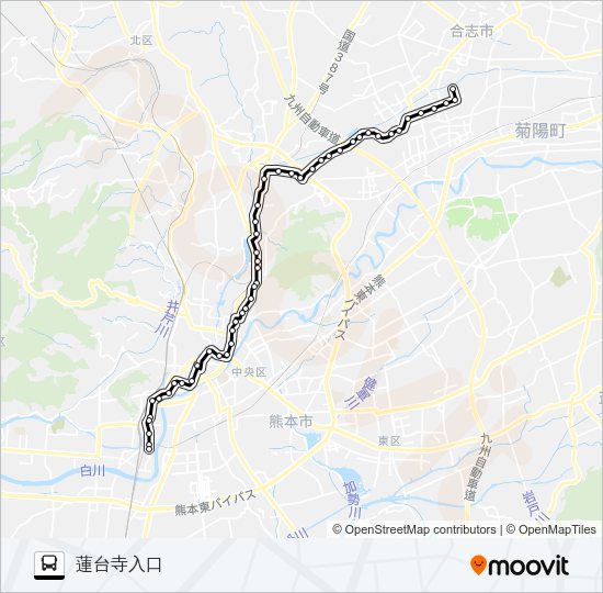 C5-4：杉並台団地→新地団地→堀川→三軒町→水道町→桜町バスターミナル→熊本駅前→蓮台寺入口 Bus Line Map