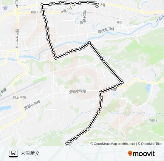 土林→岩坂→大津 バスの路線図