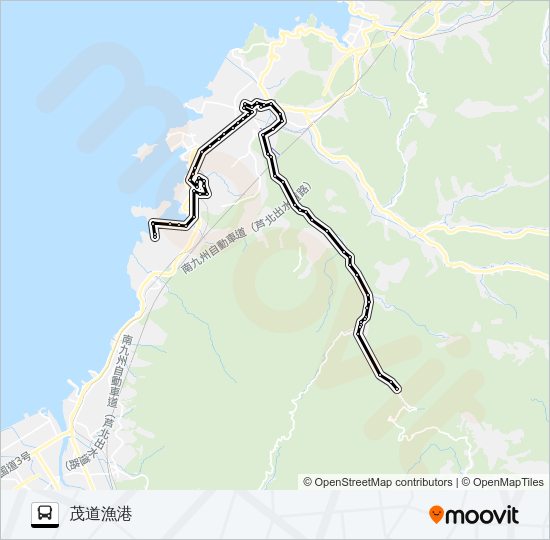 頭石→→茂道漁港 Bus Line Map