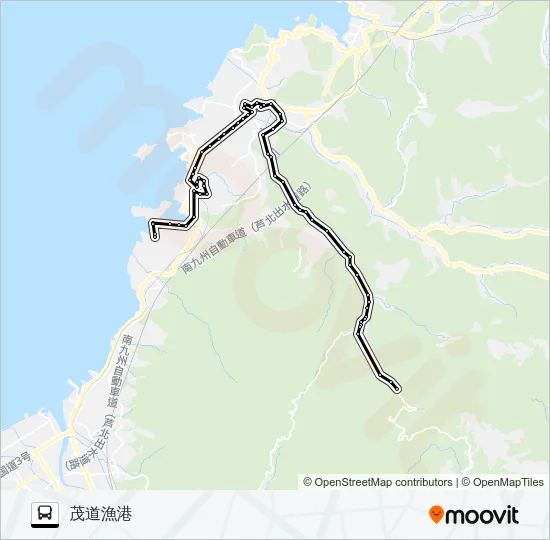 頭石→→茂道漁港 バスの路線図