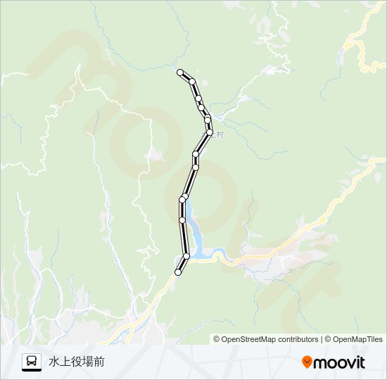 柳原→→水会役場前 Bus Line Map