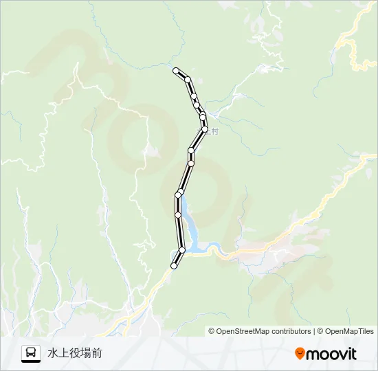 柳原→→水会役場前 バスの路線図