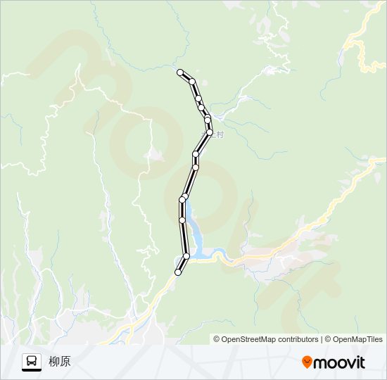 水会役場前→→柳原 Bus Line Map