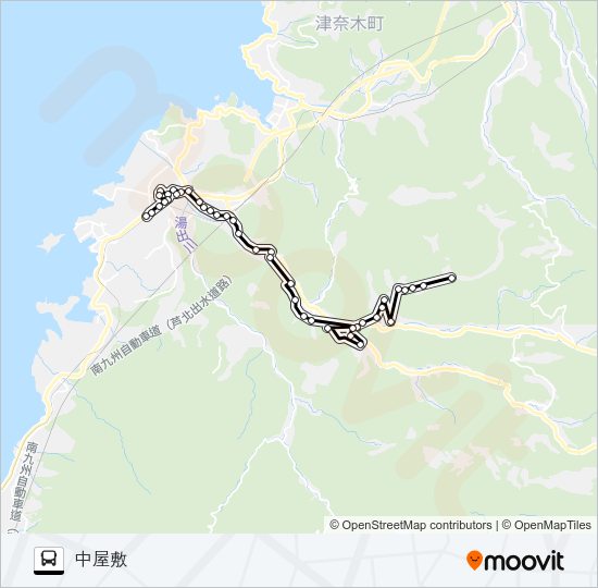 水俣駅前→→中屋敷 Bus Line Map