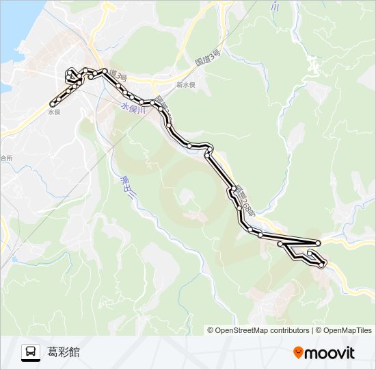 水俣駅前→→葛彩館 Bus Line Map