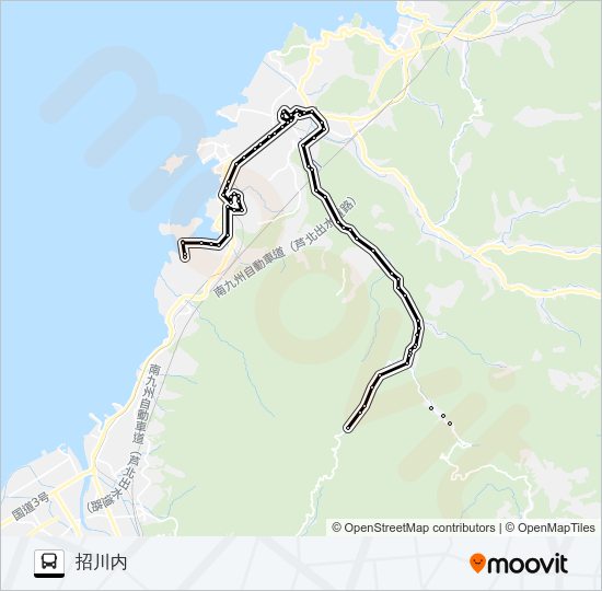 茂道漁港→→招川内 Bus Line Map