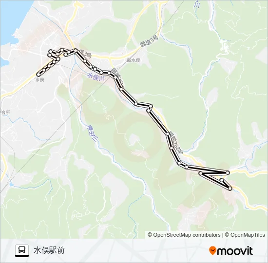 葛彩館→→水俣駅前 Bus Line Map