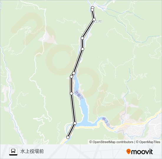 古屋敷→→水上役場前 Bus Line Map