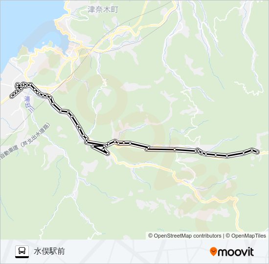 大川公民館前→→水俣駅前 Bus Line Map