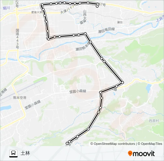 大津産交→森～山西→土林 バスの路線図