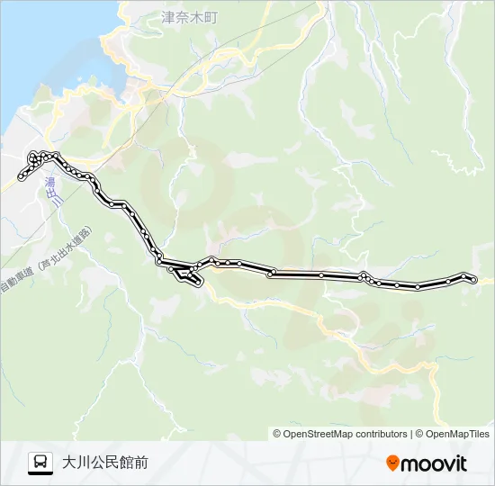 水俣駅前→→大川公民館前 バスの路線図