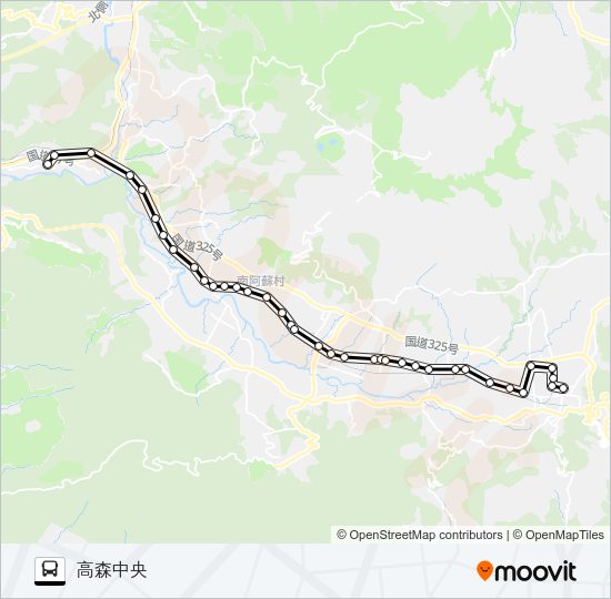 立野駅→白川駅→高森中央 Bus Line Map