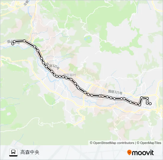 立野駅→白川駅→高森中央 バスの路線図