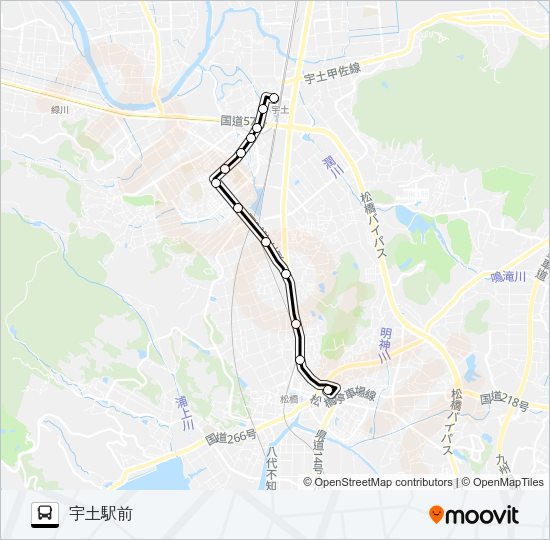 松橋→～西城の浦→宇土駅前 Bus Line Map