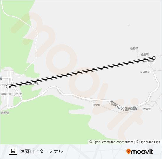 火口→→阿蘇山上ターミナル バスの路線図