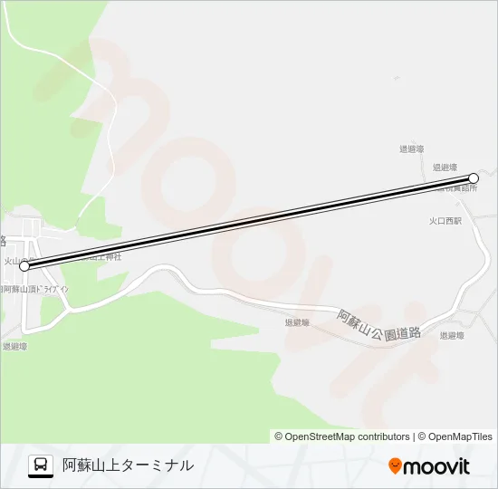 火口→→阿蘇山上ターミナル バスの路線図