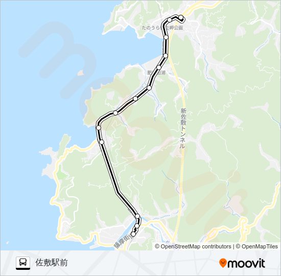 道の駅たのうら→→佐敷駅前 Bus Line Map