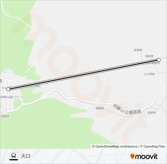 阿蘇山上ターミナル→→火口 バスの路線図