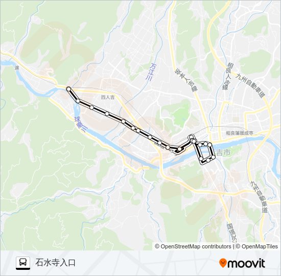 人吉産交→中神～→石水寺入口 Bus Line Map