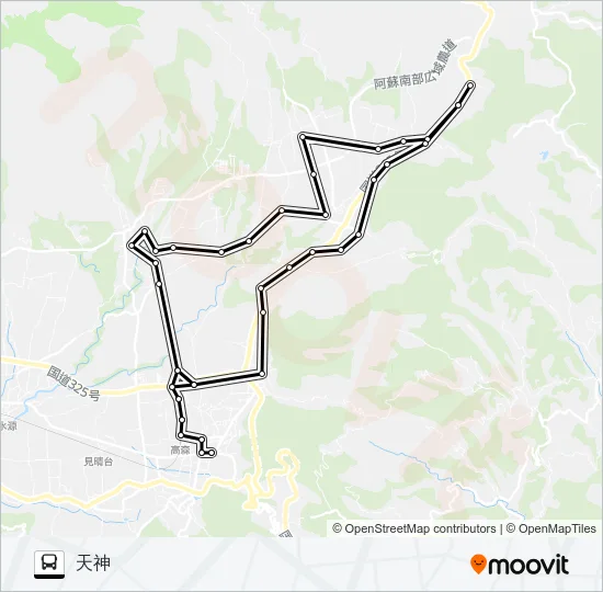 天神→アスカ～フレイン→天神 Bus Line Map