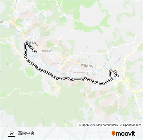 南阿蘇村役場→久木野→高森中央 Bus Line Map