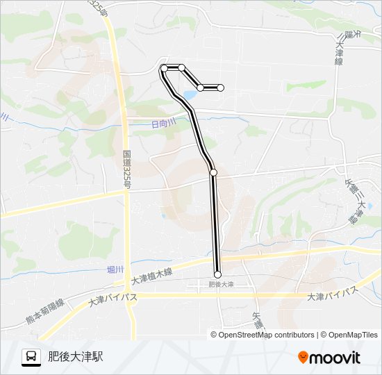 本田技研工業構内→→肥後大津駅 Bus Line Map