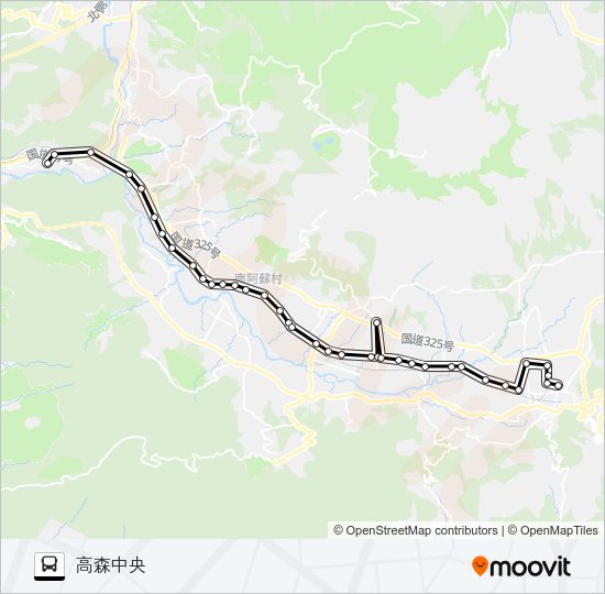 立野駅→瑠璃～白川駅→高森中央 Bus Line Map