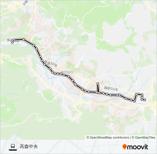 立野駅→瑠璃～白川駅→高森中央 バスの路線図