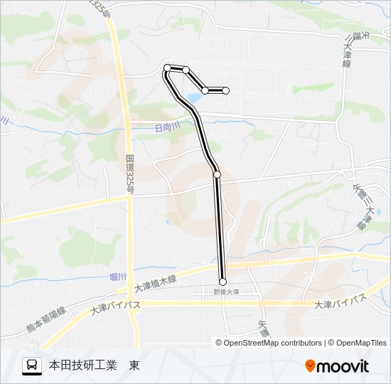 肥後大津駅→→本田技研工業構内 Bus Line Map