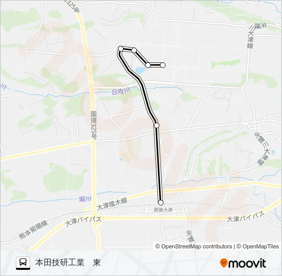 肥後大津駅→→本田技研工業構内 Bus Line Map