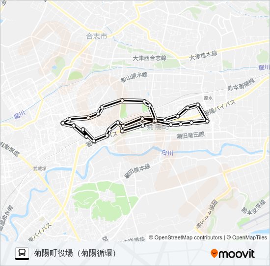 菊陽町役場→宮の上→菊陽町役場 Bus Line Map