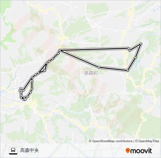 高森駅前→洗川～馬渡→高森中央 Bus Line Map
