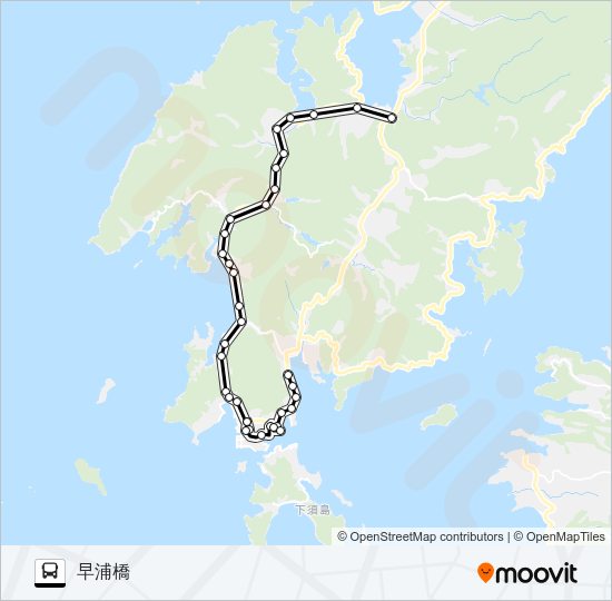 53：牛深産交→牛深港～→早浦橋 Bus Line Map