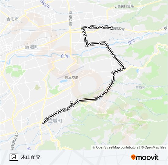 P50：大津産交→森～山西→木山 Bus Line Map