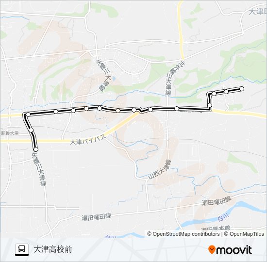吹田団地→大津中央～→大津高校前 Bus Line Map