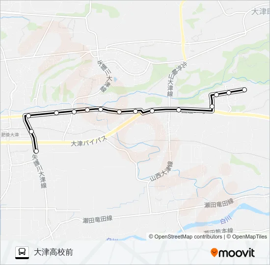 吹田団地→大津中央～→大津高校前 Bus Line Map