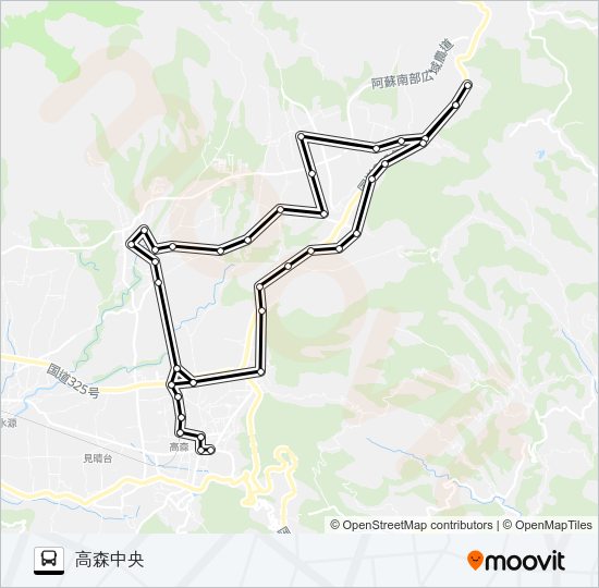 天神→アスカ～フレイン→高森中央 Bus Line Map